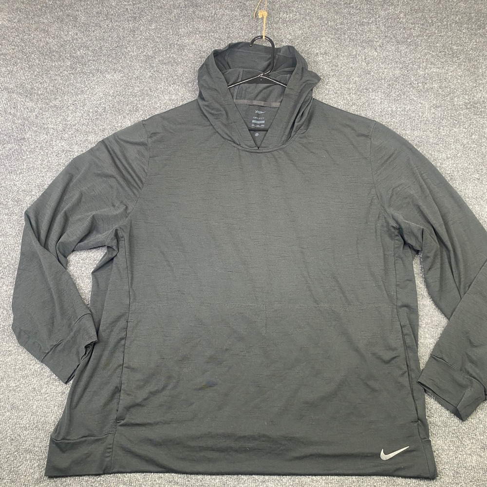 Nike Yoga Mens Dri-FIT Loose Fit Pullover Hoodie Dark Grey DQ4886-045 XXL
